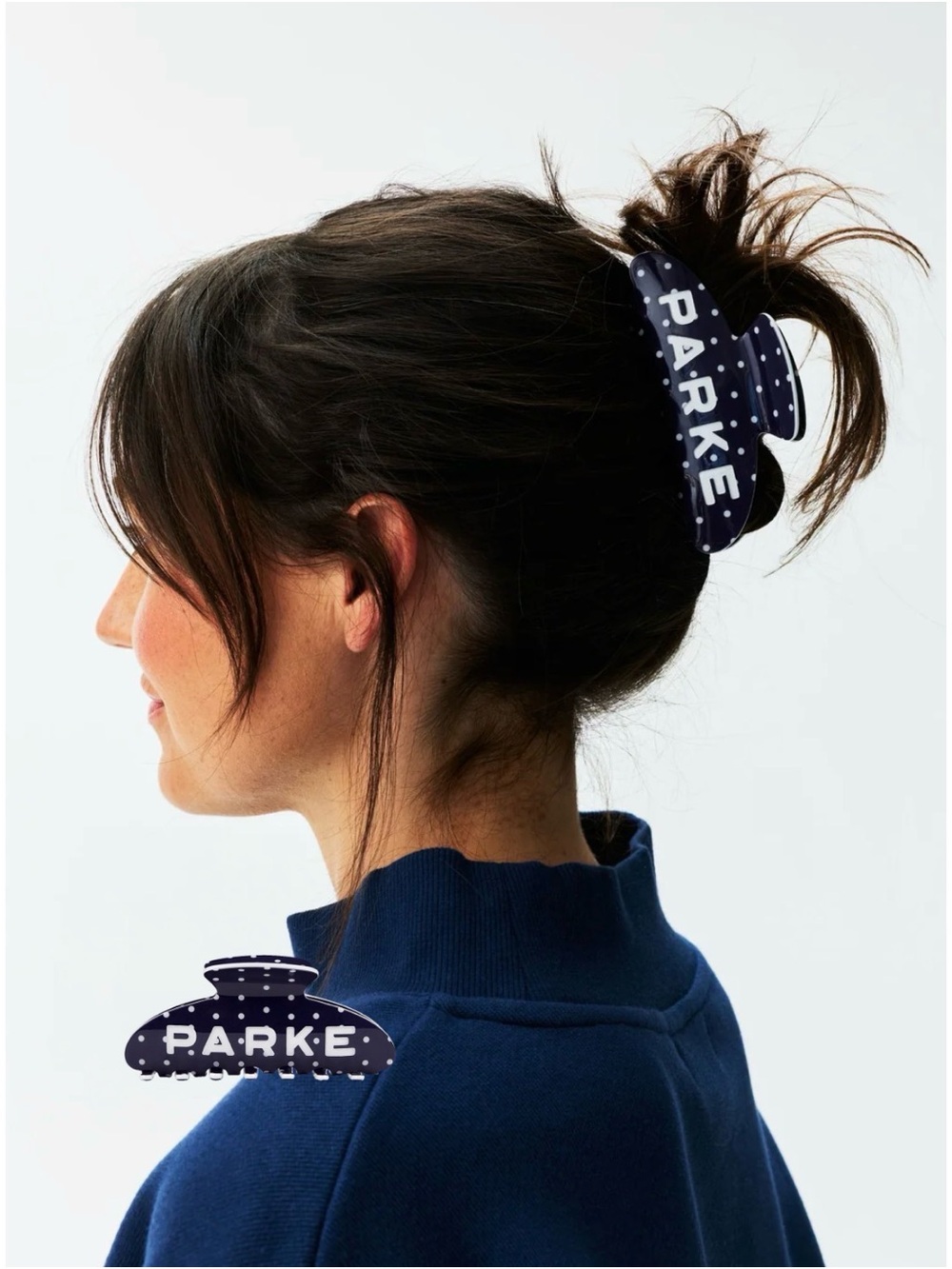 PARKE - Denim Polka Dot Claw Clip - NEW IN BAG